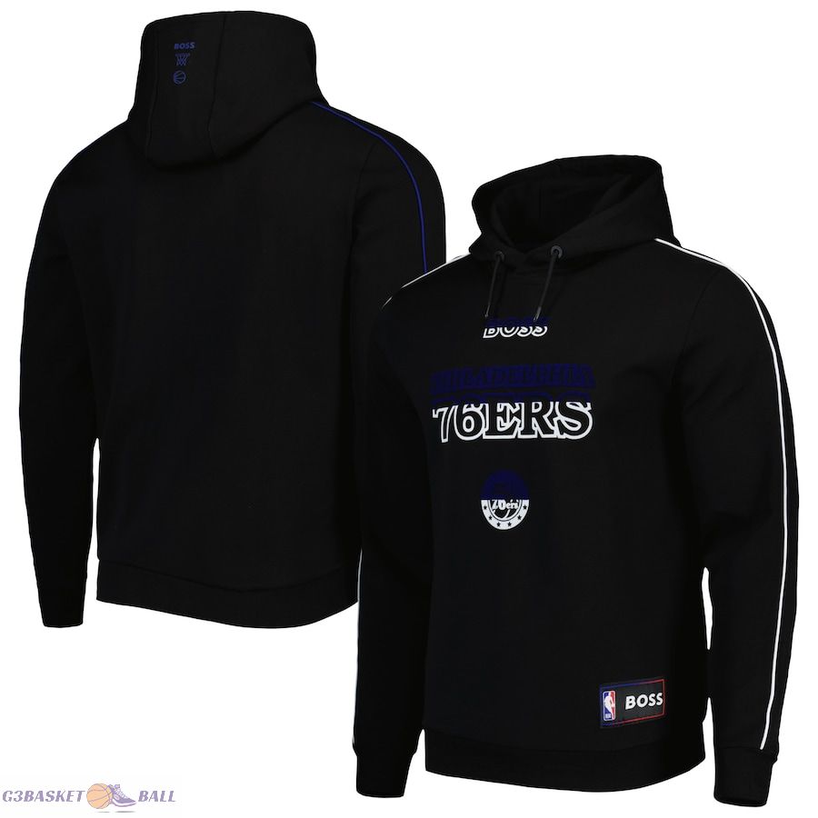 Men's Philadelphia 76ers NBA x Hugo Boss Black Team Bounce Tri-Blend Pullover Hoodie