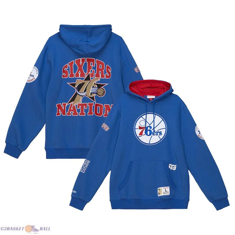 Men's Philadelphia 76ers Mitchell & Ness Royal Team Origins Fleece Pullover Hoodie