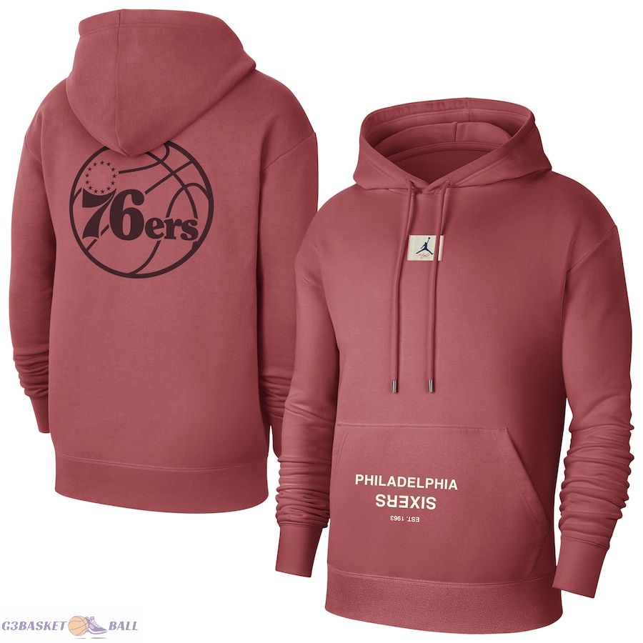 Men's Philadelphia 76ers Jordan Brand Red Courtside Statement Edition Pullover Hoodie