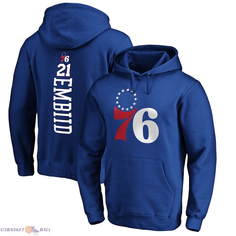 Men's Philadelphia 76ers Joel Embiid Royal Playmaker Name & Number Pullover Hoodie