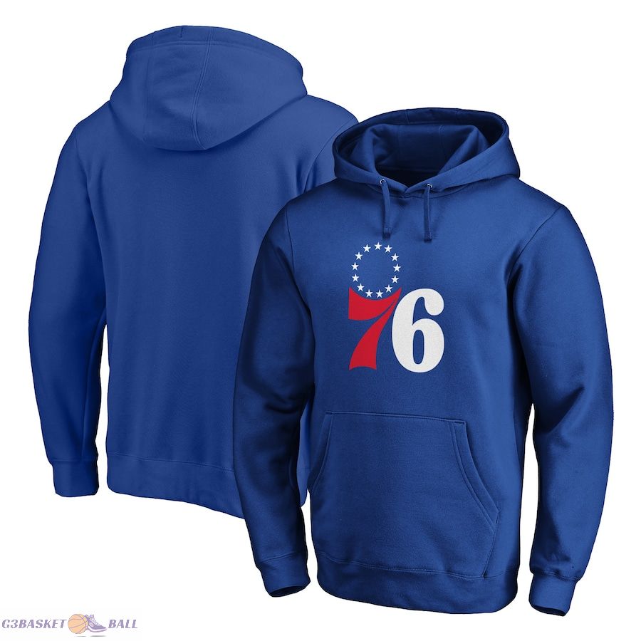 Men's Philadelphia 76ers Fanatics Royal Icon Primary Logo Fitted Pullover Hoodie