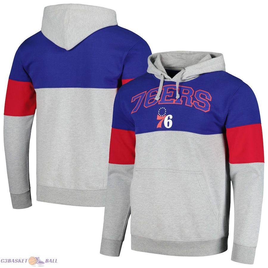 Men's Philadelphia 76ers Fanatics Royal Contrast Pieced Pullover Hoodie