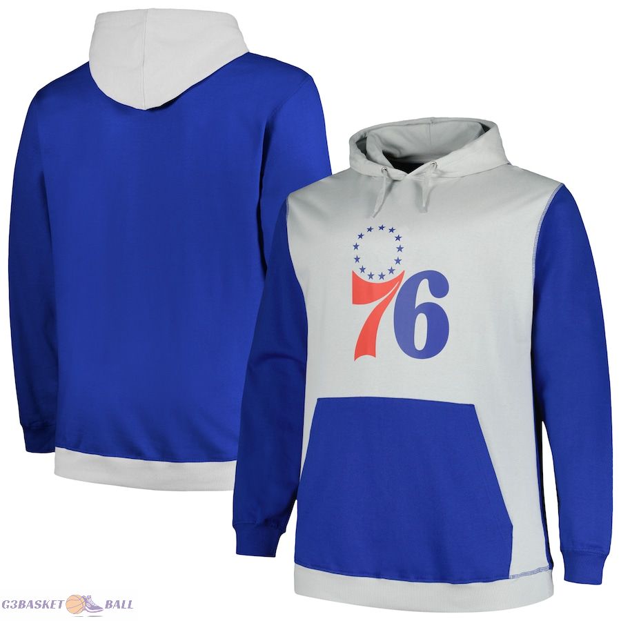 Men's Philadelphia 76ers Fanatics Royal/Silver Big & Tall Primary Arctic Pullover Hoodie