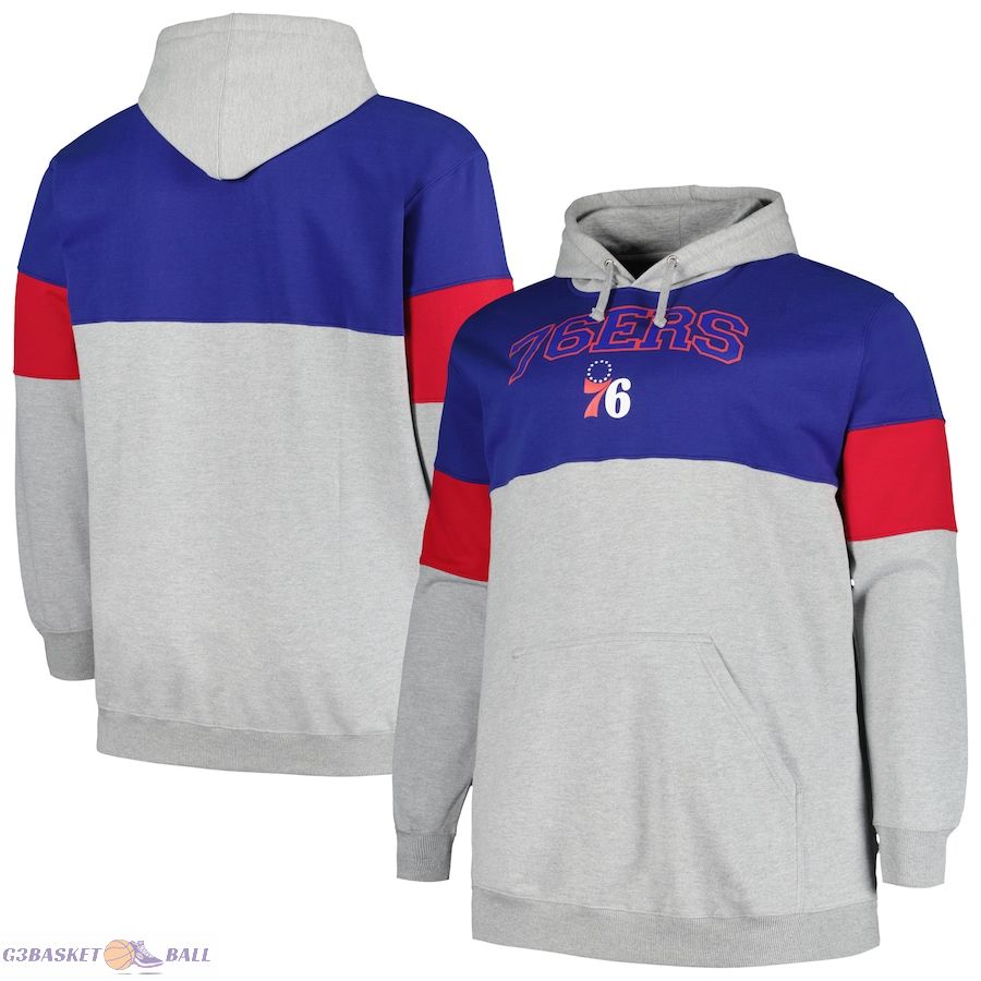 Men's Philadelphia 76ers Fanatics Royal/Red Big & Tall Pullover Hoodie