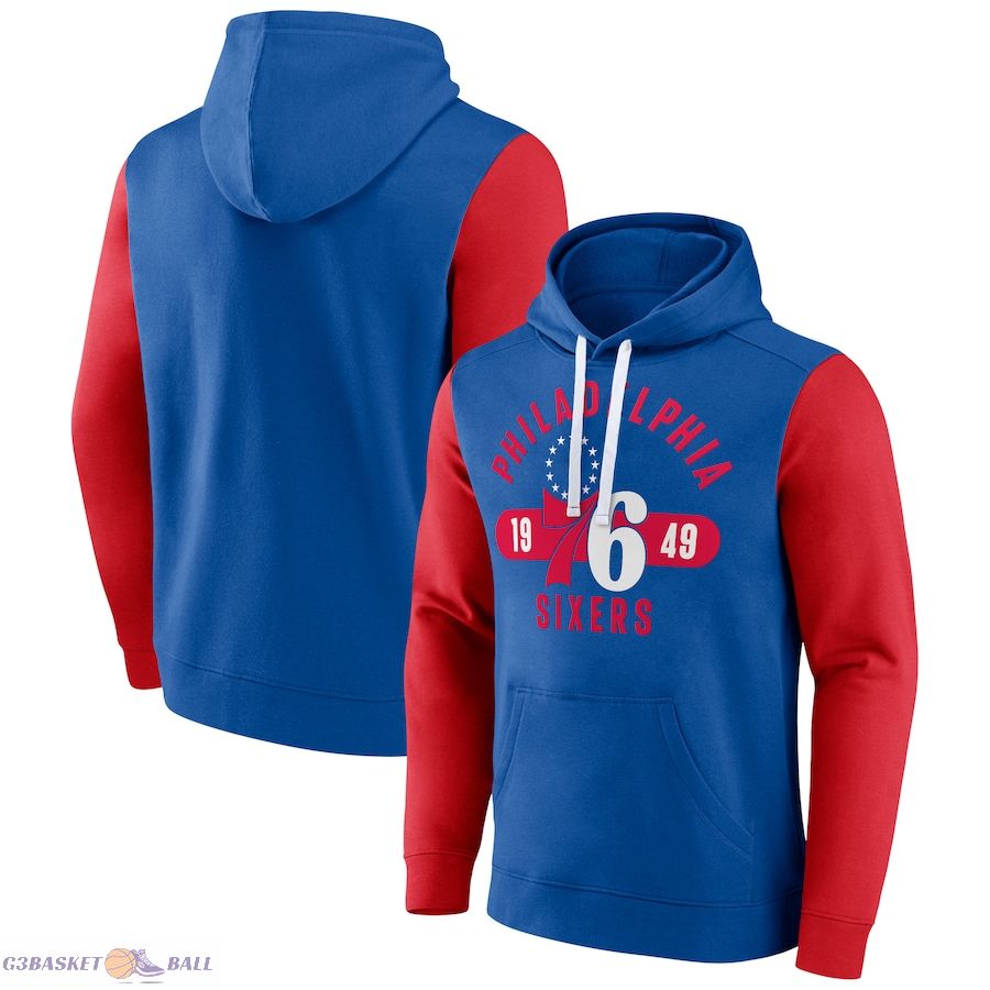 Men's Philadelphia 76ers Fanatics Royal/Red Big & Tall Bold Attack Pullover Hoodie