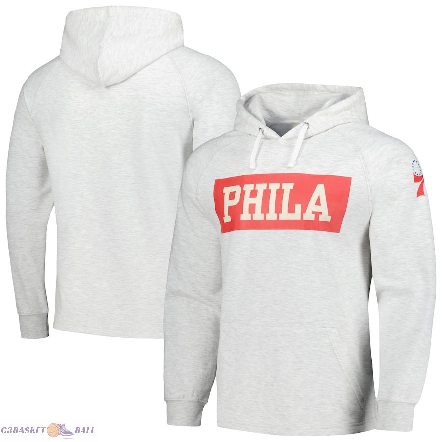 Men's Philadelphia 76ers Fanatics Ash Softhand Raglan Tri-Blend Pullover Hoodie