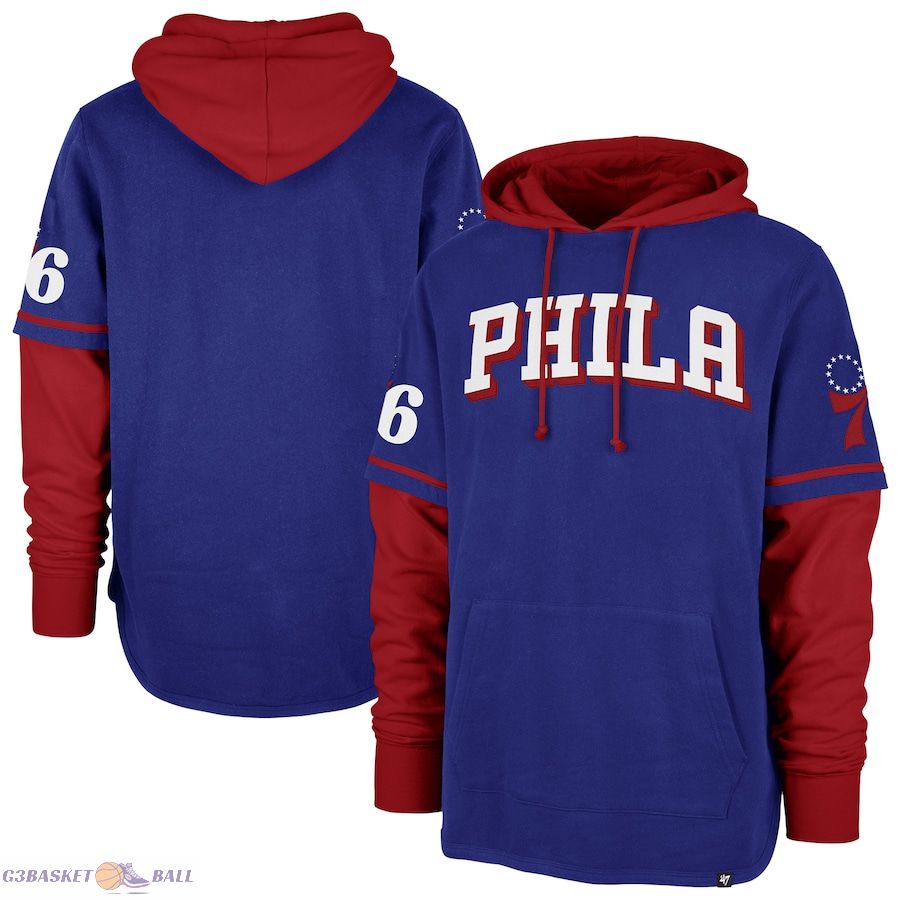 Men's Philadelphia 76ers '47 Royal Trifecta Shortstop Pullover Hoodie