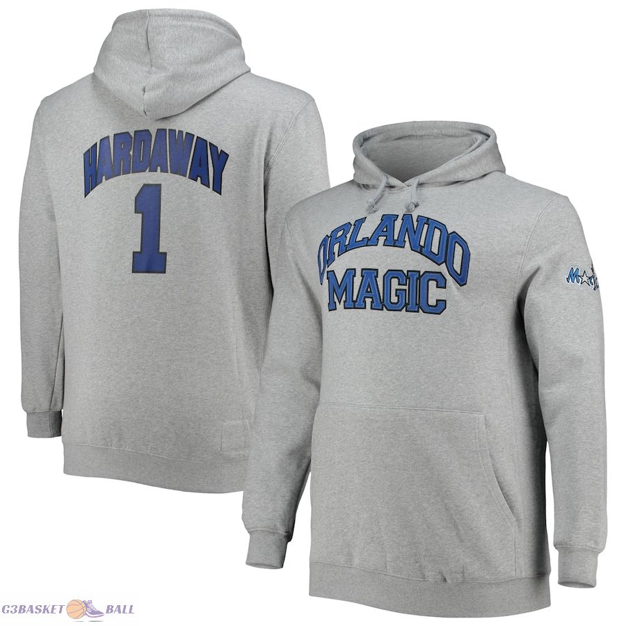 Men's Orlando Magic Penny Hardaway Mitchell & Ness Heathered Gray Big & Tall Name & Number Pullover Hoodie