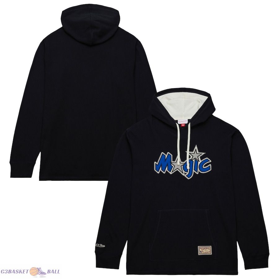 Men's Orlando Magic Mitchell & Ness Black Hardwood Classics Lightweight Thermal Pullover Hoodie