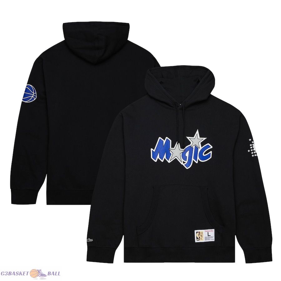 Men's Orlando Magic Mitchell & Ness Black Hardwood Classics Game Time Fleece Pullover Hoodie