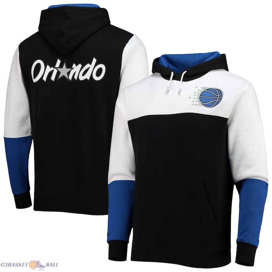 Men's Orlando Magic Mitchell & Ness Black Hardwood Classics Fusion 2.0 Colorblock Pullover Hoodie