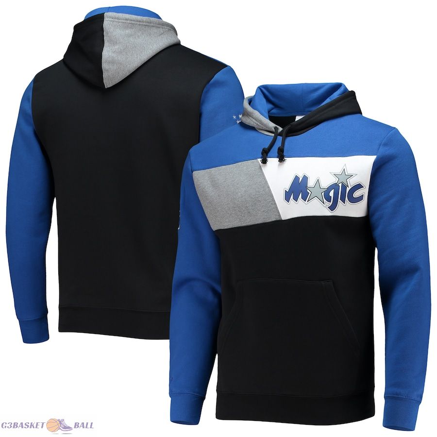 Men's Orlando Magic Mitchell & Ness Black Hardwood Classics Colorblock Pullover Hoodie