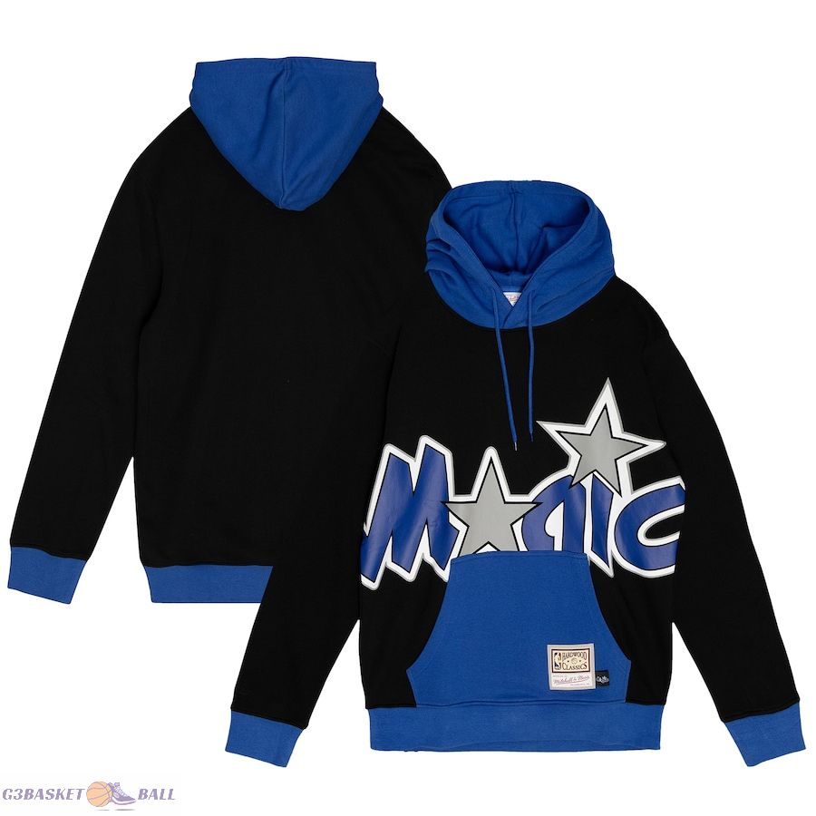 Men's Orlando Magic Mitchell & Ness Black Hardwood Classics Big Face 5.0 Pullover Hoodie