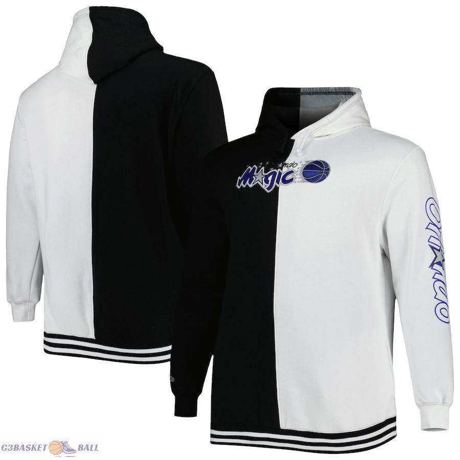 Men's Orlando Magic Mitchell & Ness Black/White Big & Tall Hardwood Classics Split Pullover Hoodie