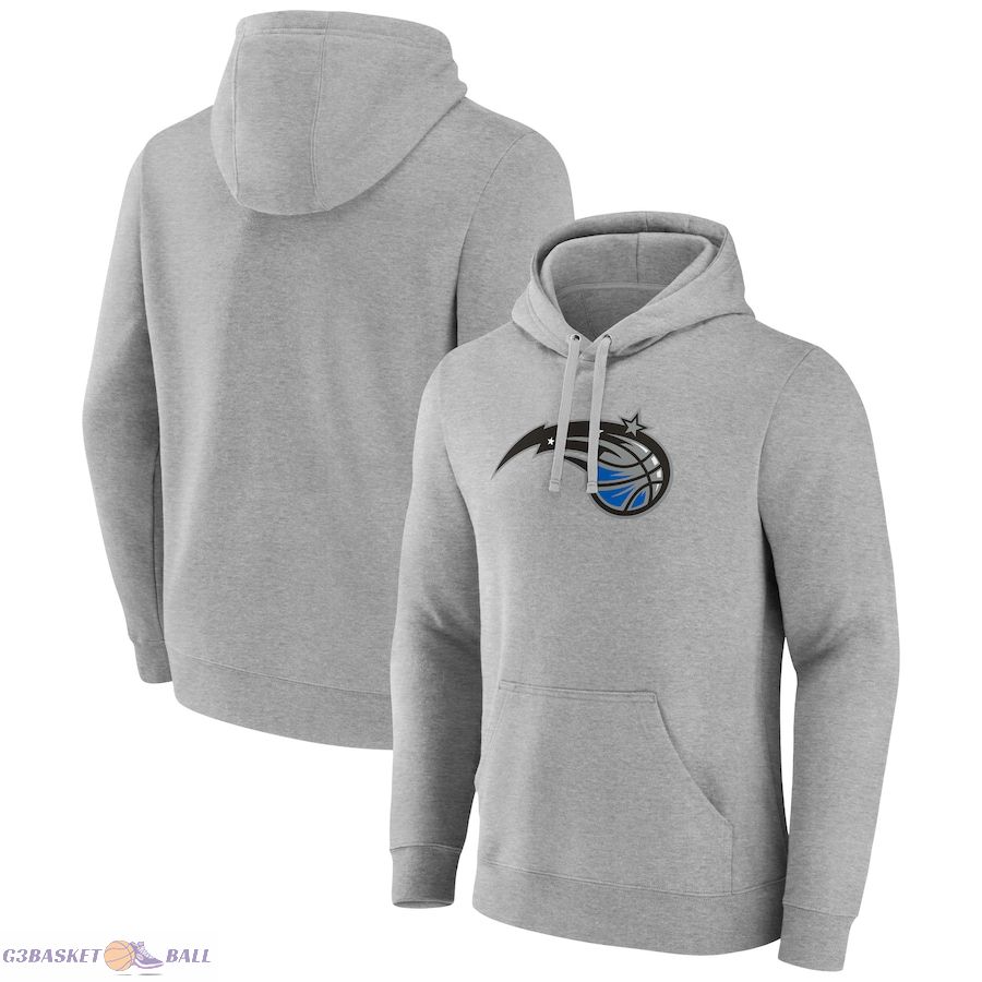 Men's Orlando Magic Fanatics Heather Gray Primary Logo Pullover Hoodie