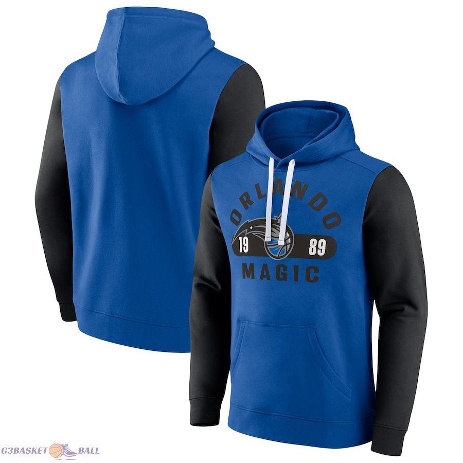 Men's Orlando Magic Fanatics Blue/Black Attack Colorblock Pullover Hoodie