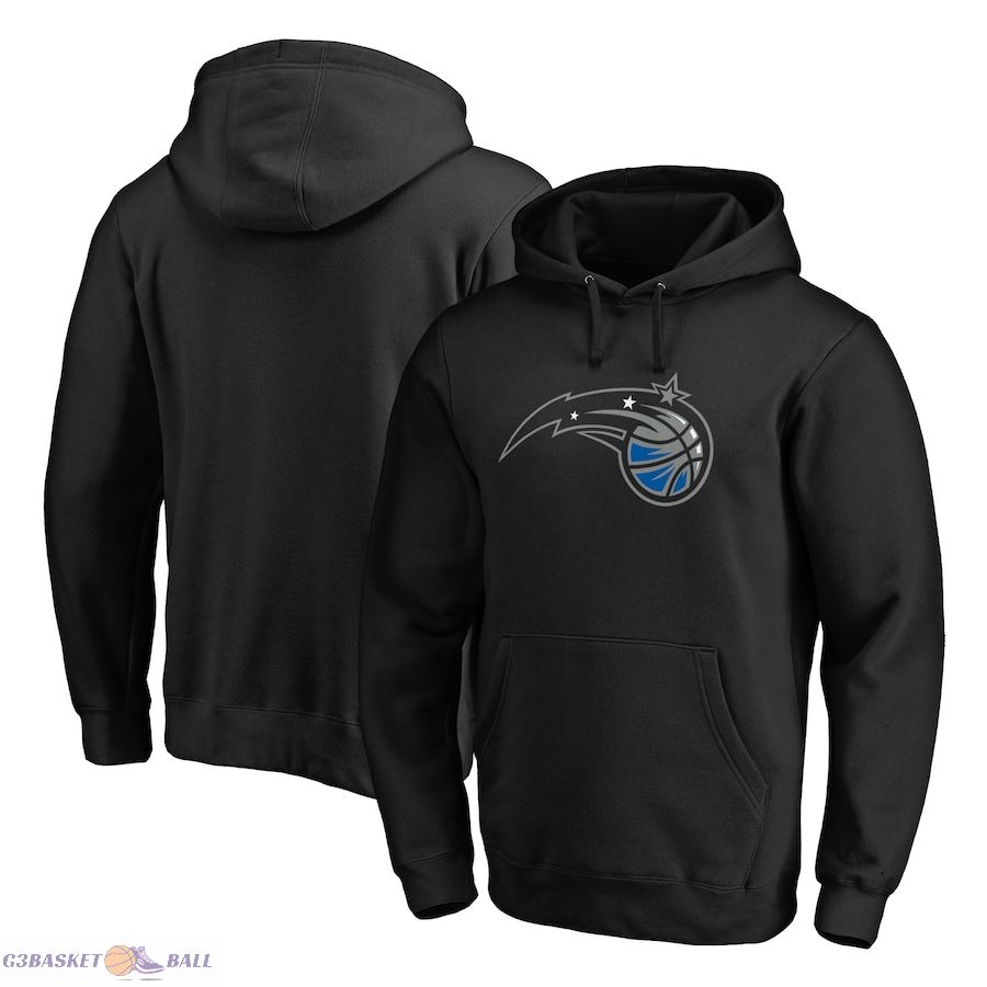 Men's Orlando Magic Fanatics Black Icon Primary Logo Fitted Pullover Hoodie