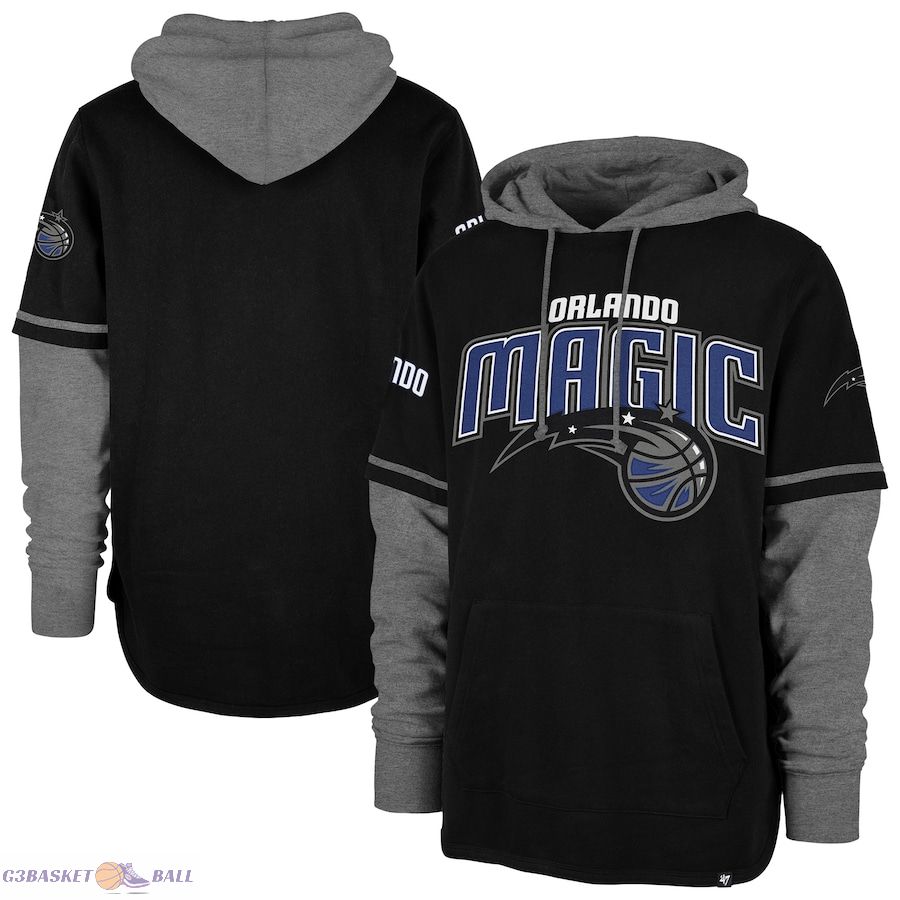 Men's Orlando Magic '47 Black Trifecta Shortstop Pullover Hoodie