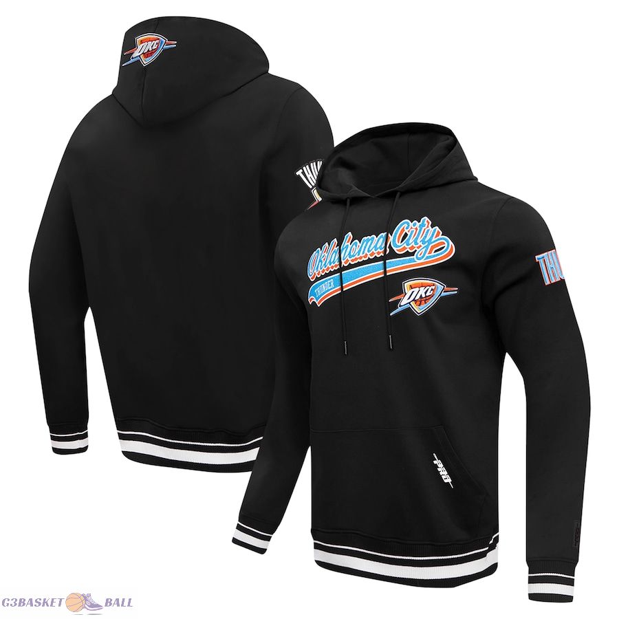 Men's Oklahoma City Thunder Pro Standard Black Script Tail Pullover Hoodie