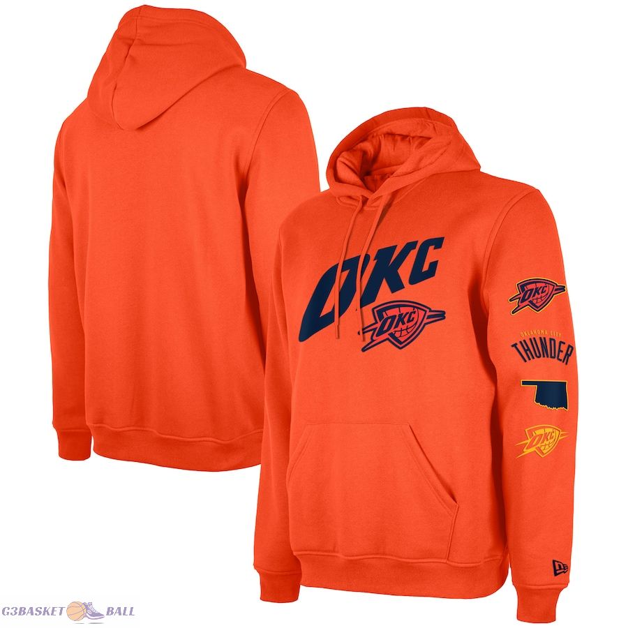 Men's Oklahoma City Thunder New Era Orange Big & Tall 2023/24 City Edition Jersey Pullover Hoodie