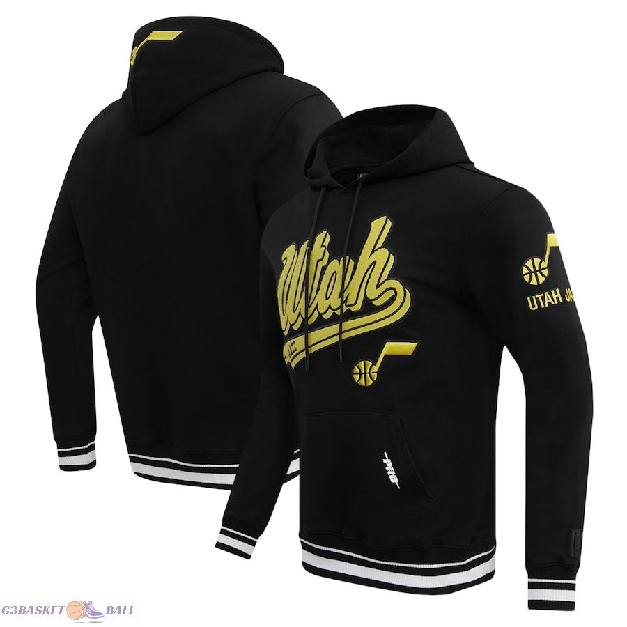 Men's Utah Jazz Pro Standard Black Script Tail Pullover Hoodie