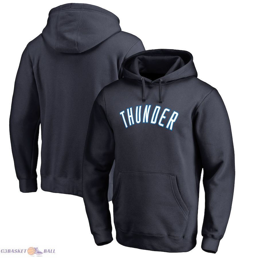 Men's Oklahoma City Thunder Navy Wordmark Pullover Hoodie