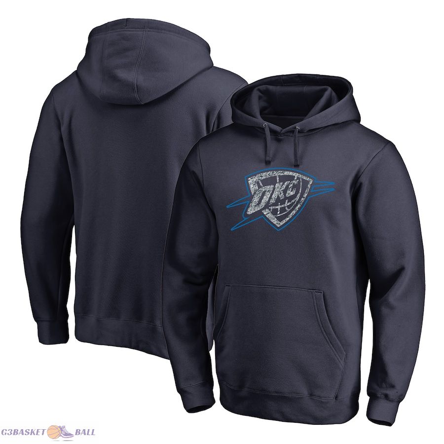 Men's Oklahoma City Thunder Navy Static Logo Pullover Hoodie