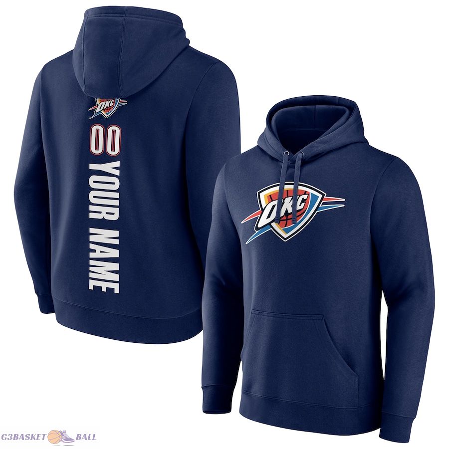 Men's Oklahoma City Thunder Navy Playmaker Personalized Name & Number Pullover Hoodie