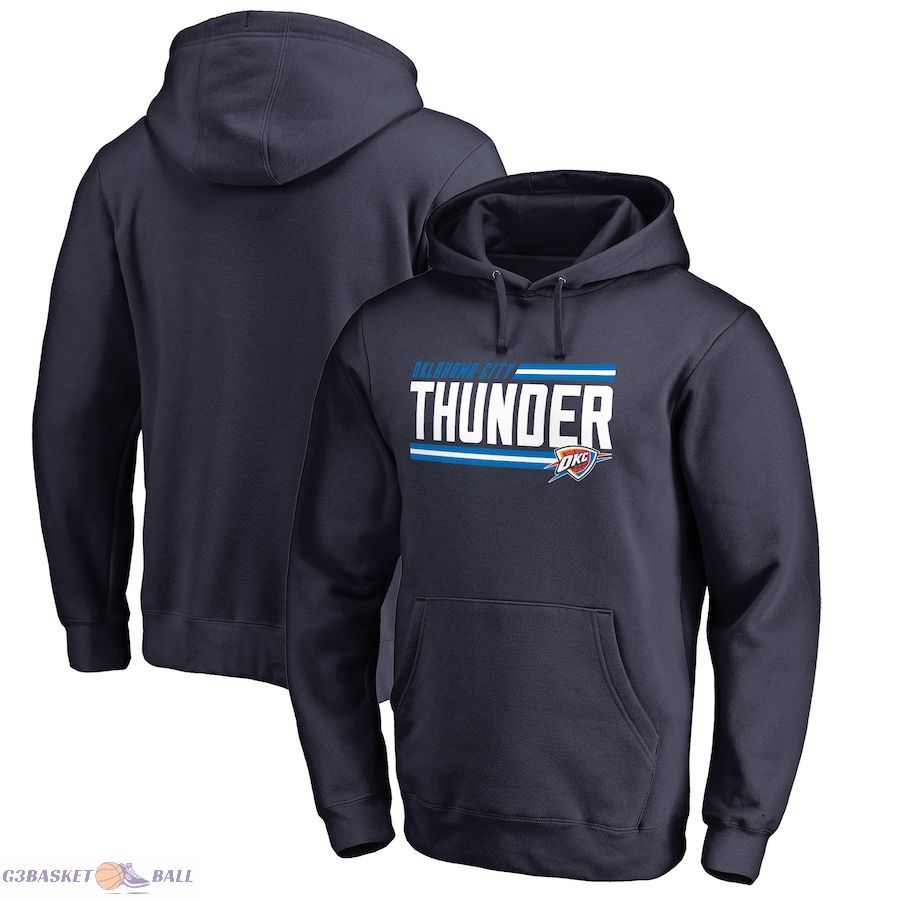 Men's Oklahoma City Thunder Navy Onside Stripe Pullover Hoodie