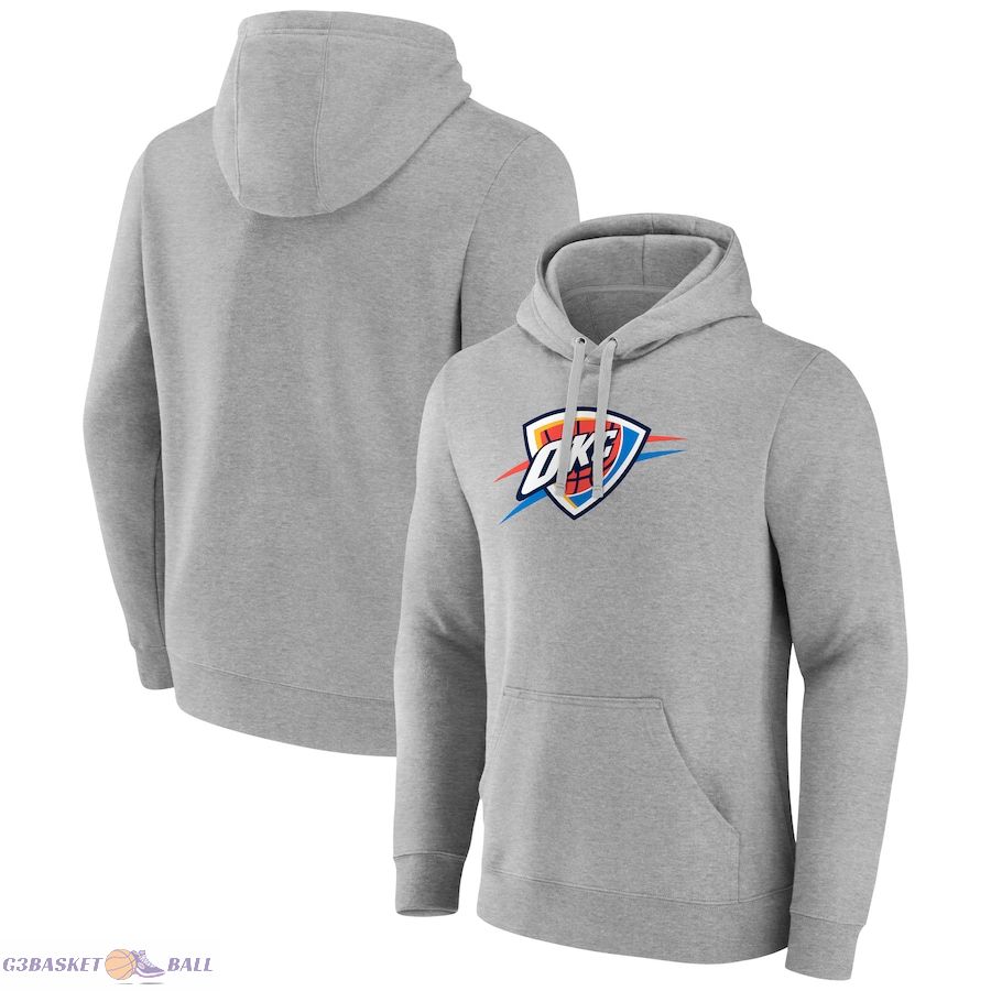 Men's Oklahoma City Thunder Fanatics Heather Gray Primary Logo Pullover Hoodie