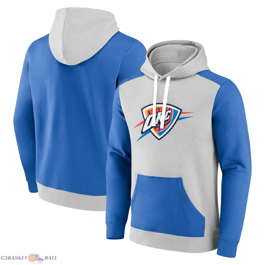 Men's Oklahoma City Thunder Fanatics Gray/Blue Arctic Colorblock Pullover Hoodie