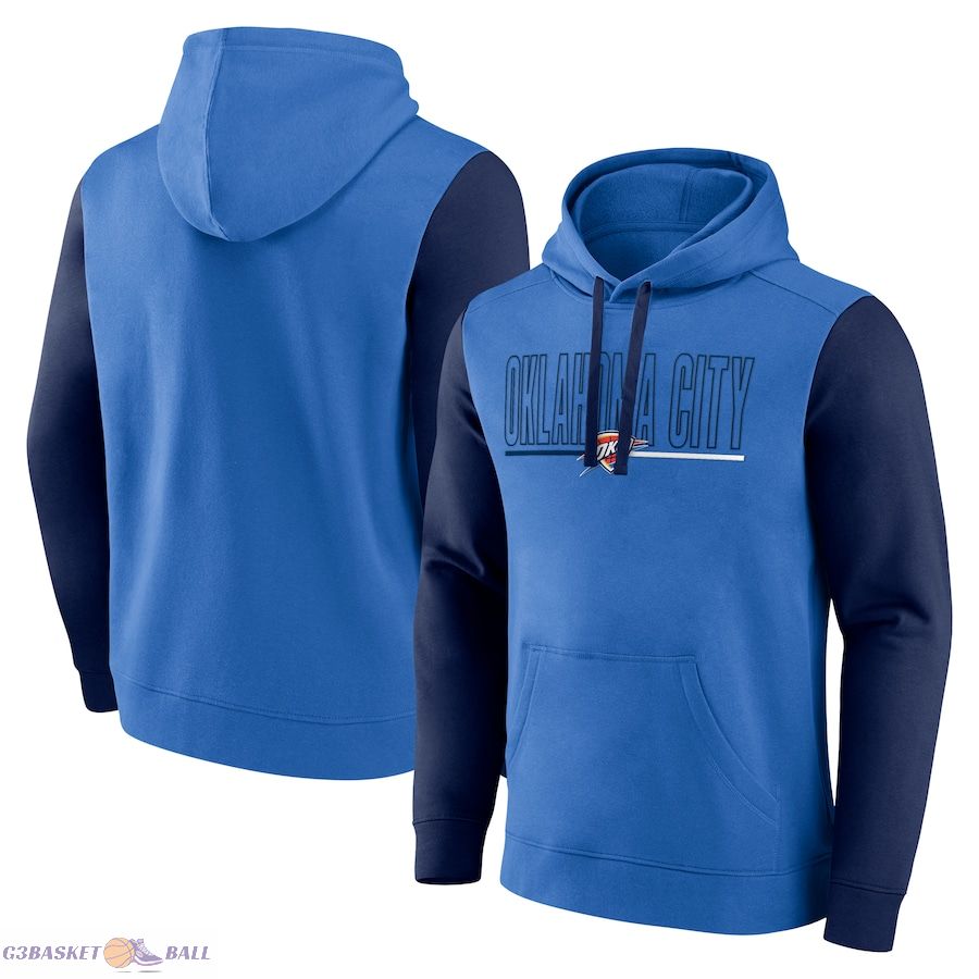 Men's Oklahoma City Thunder Blue Outline Colorblock Pullover Hoodie