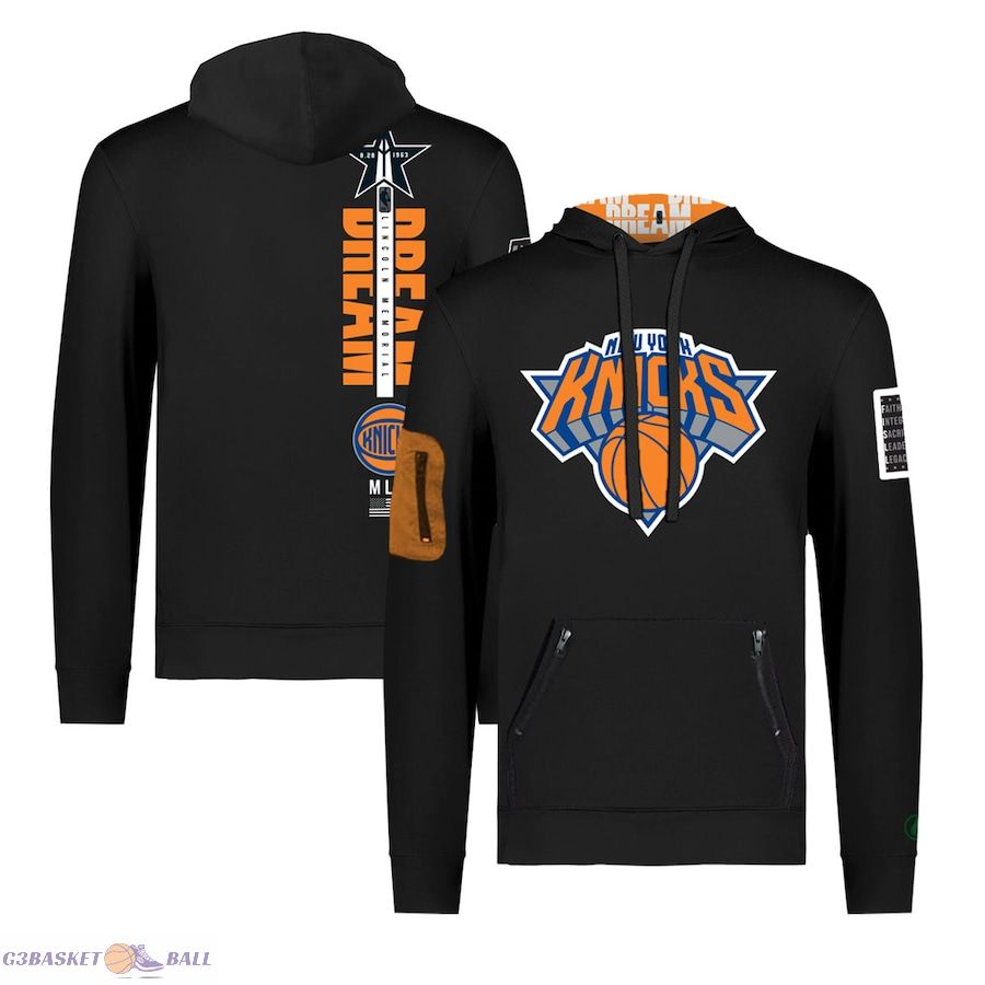 Unisex New York Knicks FISLL x Black History Collection Black Pullover Hoodie