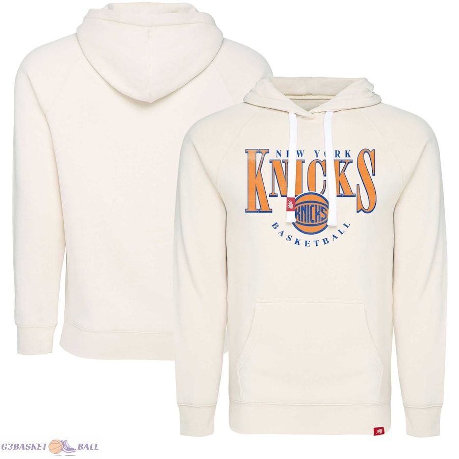 Men's New York Knicks Sportiqe Cream Olsen Tri-Blend Raglan Pullover Hoodie