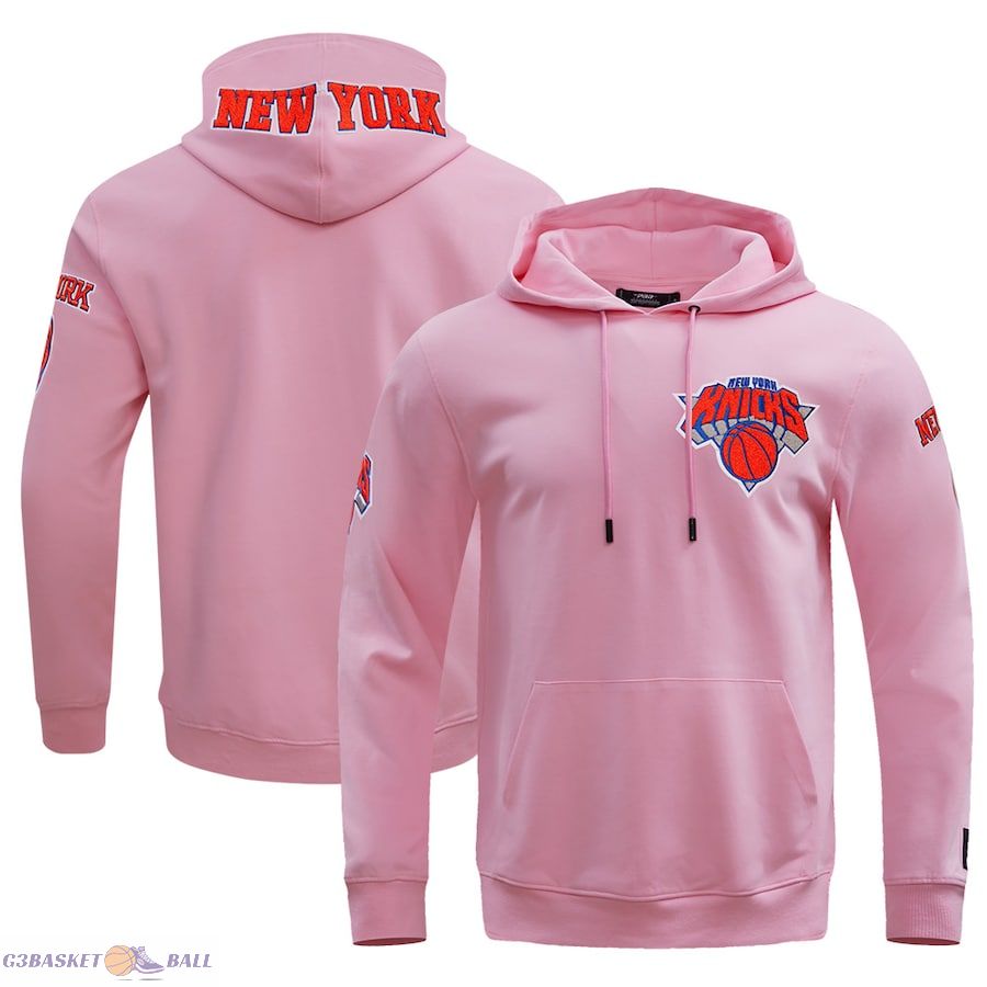 Men's New York Knicks Pro Standard Pink Classic Chenille DK Pullover Hoodie