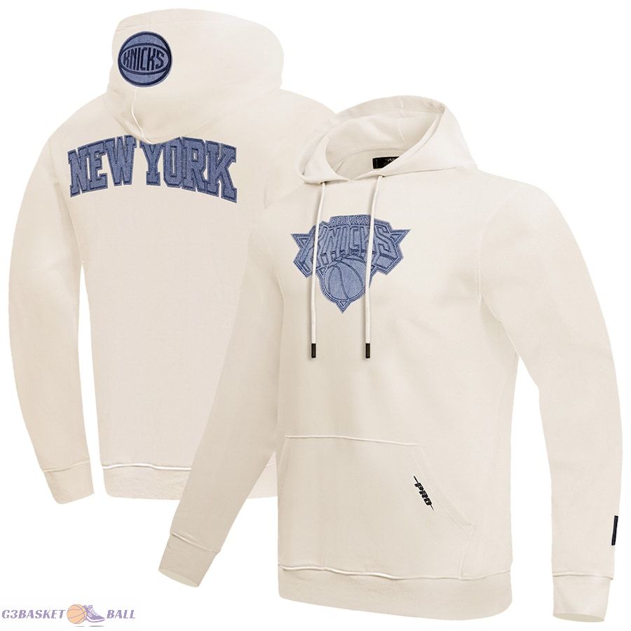 Men's New York Knicks Pro Standard Oatmeal Varsity Blues Pullover Hoodie