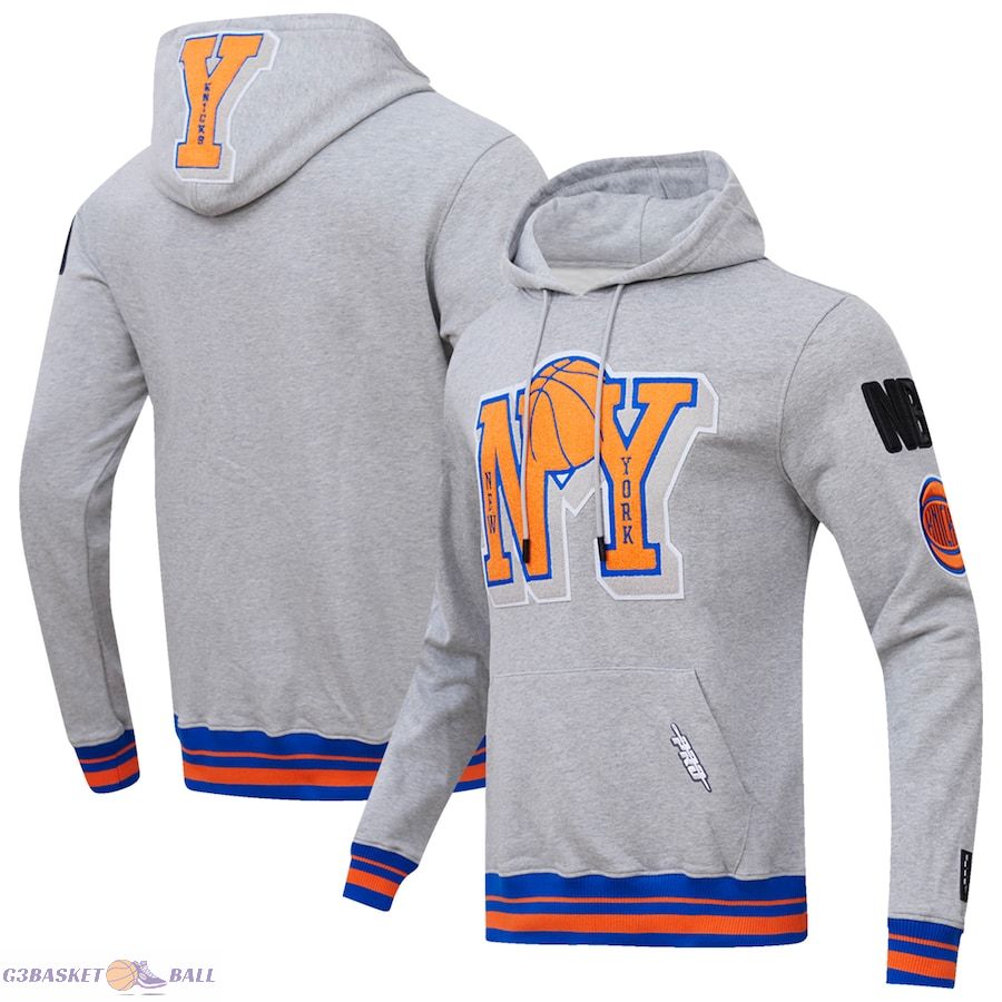 Men's New York Knicks Pro Standard Heather Gray Mash Up Fleece Pullover Hoodie