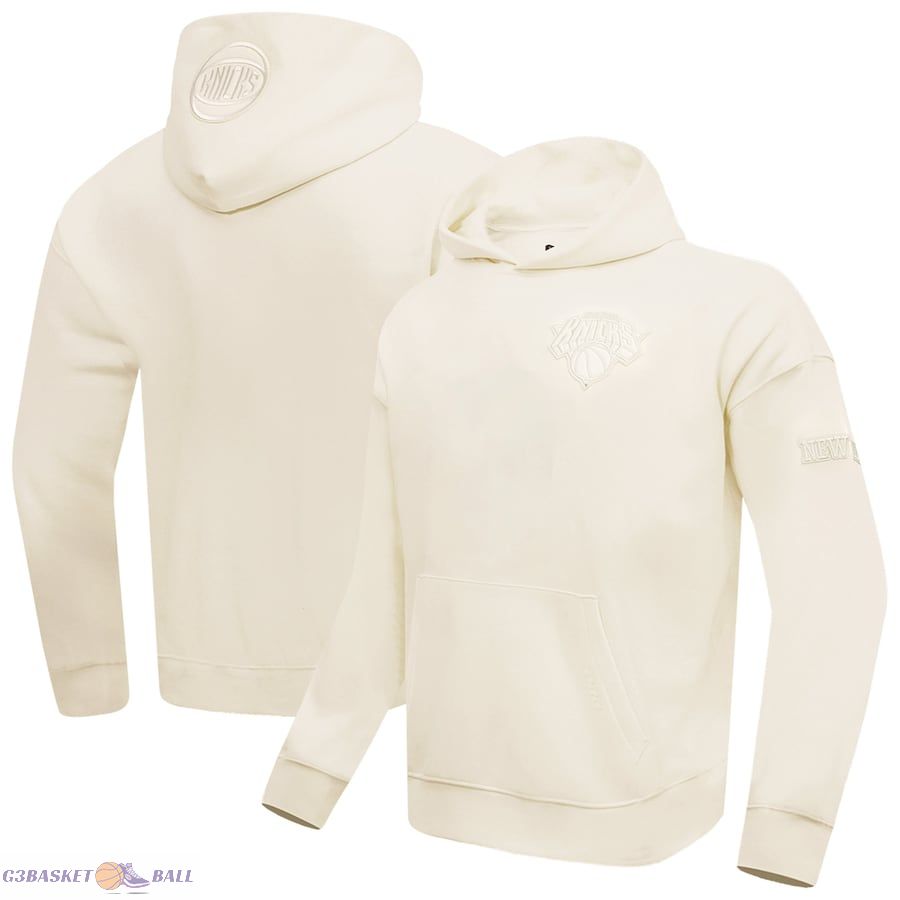 Men's New York Knicks Pro Standard Cream Neutral Dropped Shoulder Fleece Pullover Hoodie