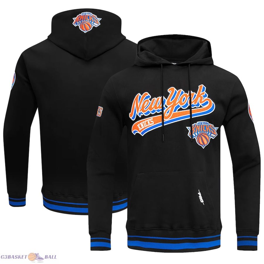 Men's New York Knicks Pro Standard Black Script Tail Pullover Hoodie