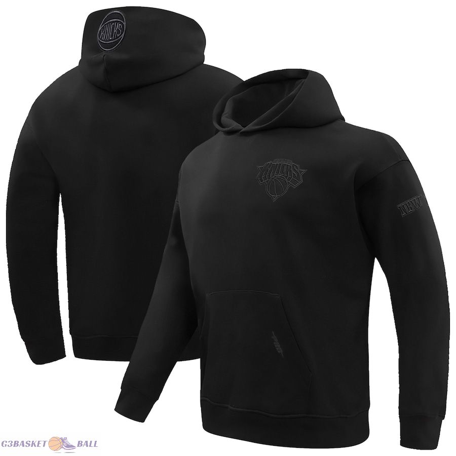 Men's New York Knicks Pro Standard Black Neutral Dropped Shoulder Fleece Pullover Hoodie