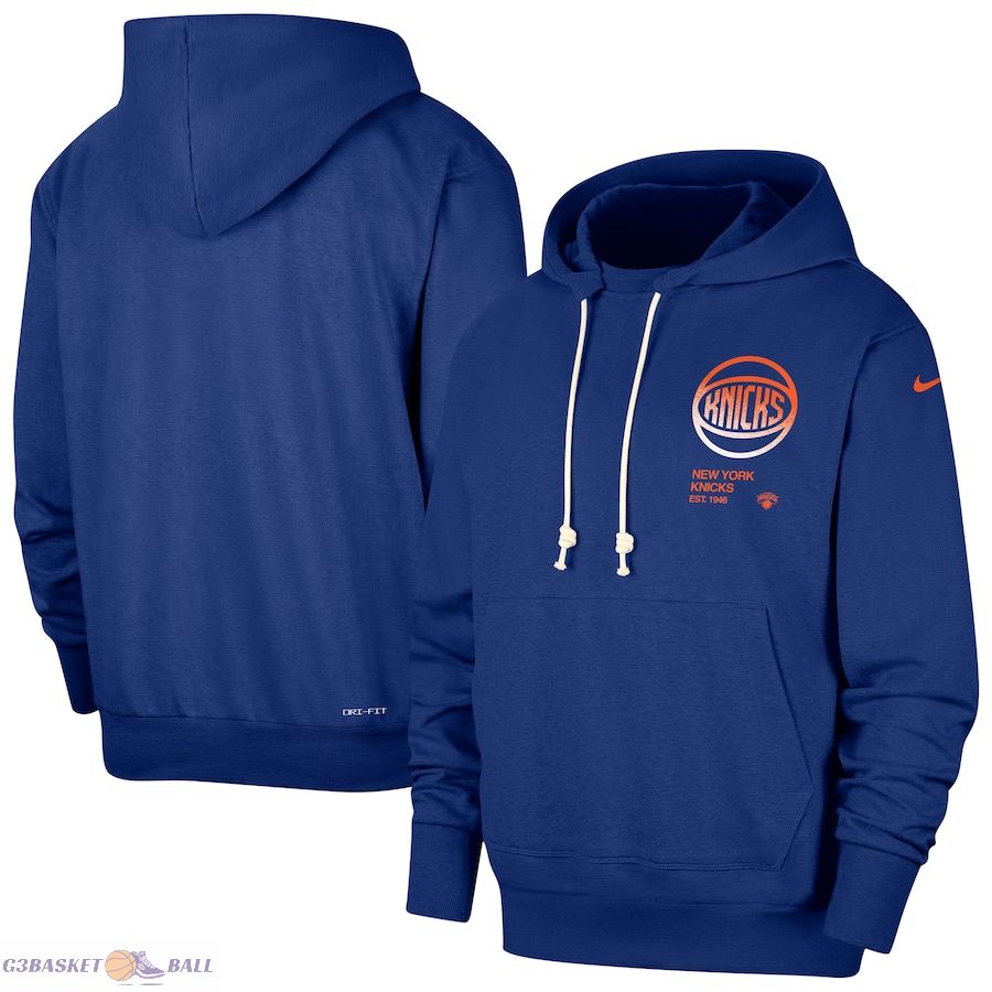 Men's New York Knicks Nike Blue Courtside Standard Issue Premium Performance Pullover Hoodie