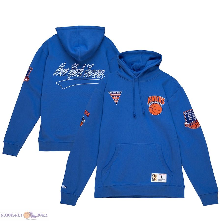 Men's New York Knicks Mitchell & Ness Royal Hardwood Classics Champ City Pullover Hoodie