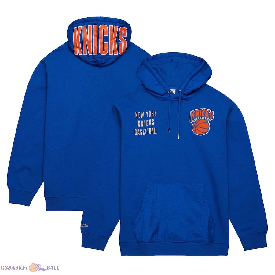 Men's New York Knicks Mitchell & Ness Blue Team OG 2.0 Vintage Logo Fleece Pullover Hoodie