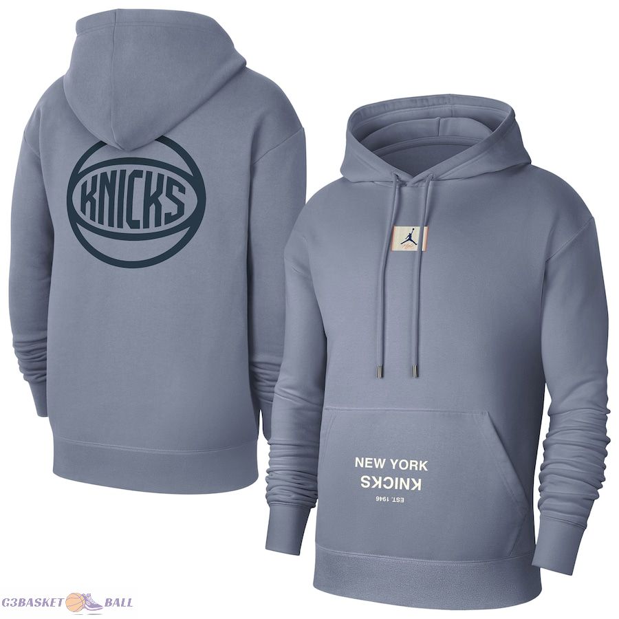 Men's New York Knicks Jordan Brand Gray Courtside Statement Edition Pullover Hoodie