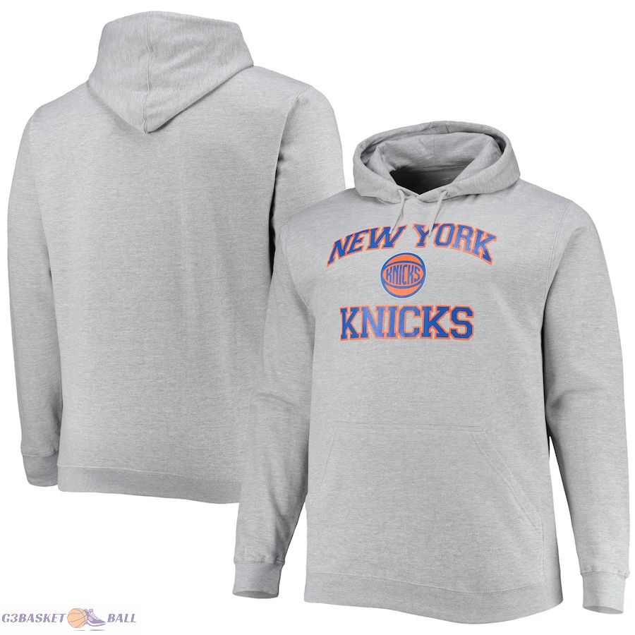 Men's New York Knicks Heathered Gray Big & Tall Heart & Soul Pullover Hoodie