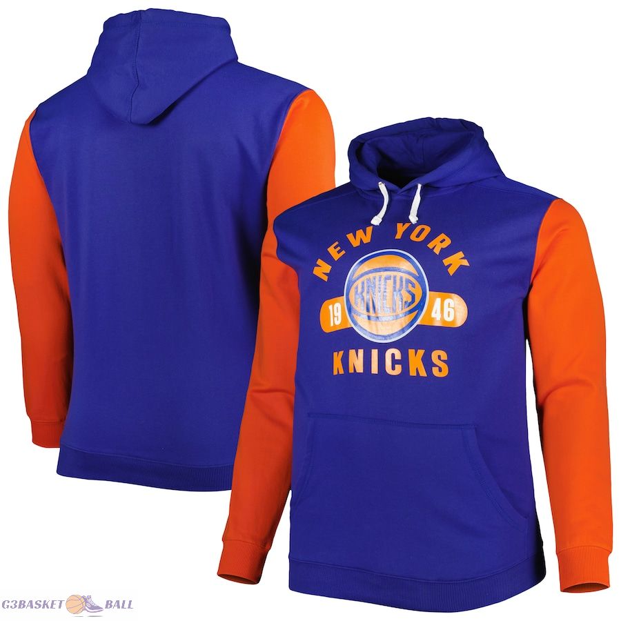 Men's New York Knicks Fanatics Blue/Orange Big & Tall Bold Attack Pullover Hoodie