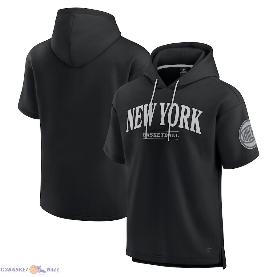 Men's New York Knicks Fanatics Black Elements Ready Short Sleeve Pullover Hoodie