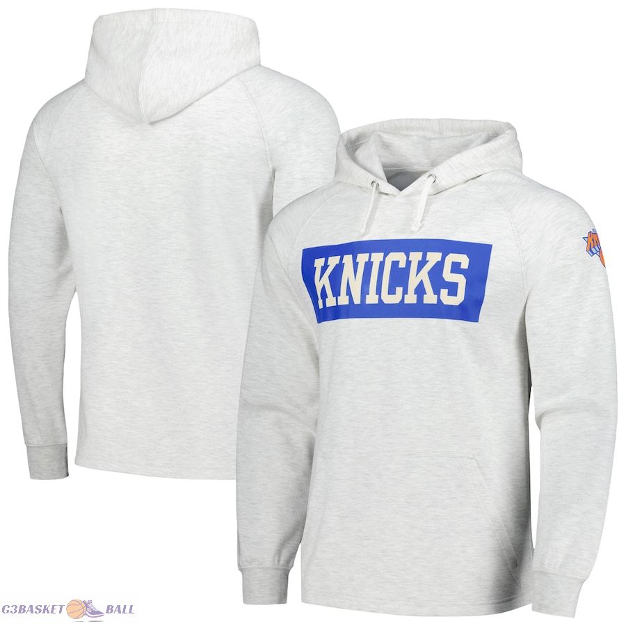 Men's New York Knicks Fanatics Ash Softhand Raglan Tri-Blend Pullover Hoodie