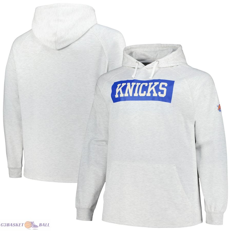 Men's New York Knicks Fanatics Ash Big & Tall Raglan Tri-Blend Pullover Hoodie