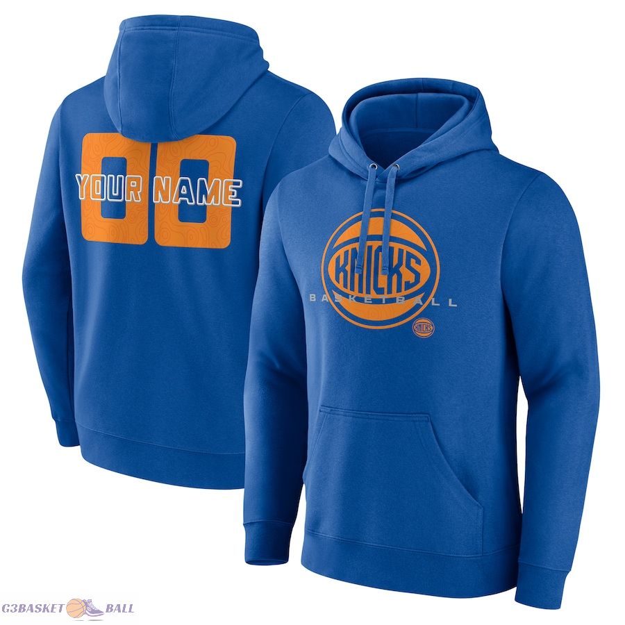 Men's New York Knicks Blue Stellar Personalized Name & Number Pullover Hoodie